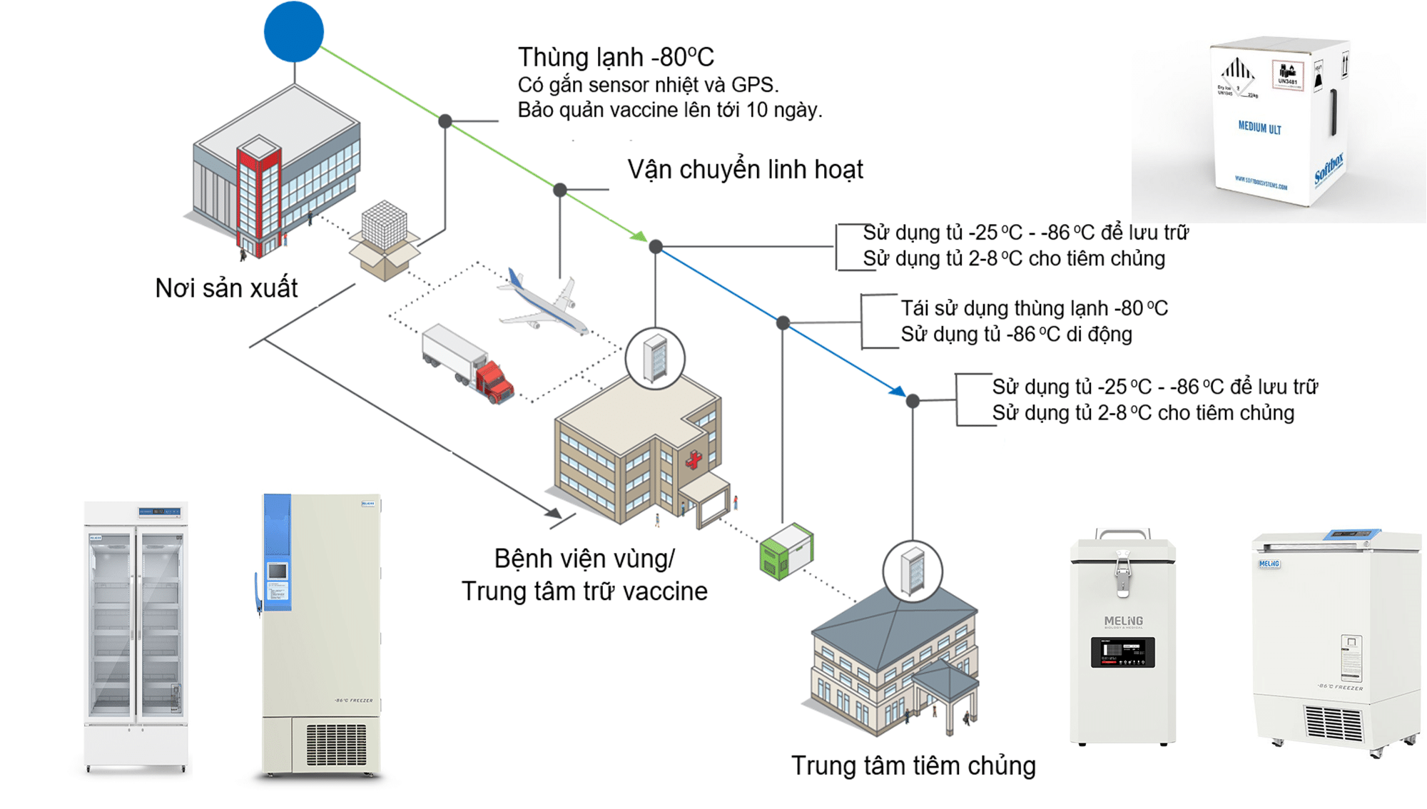 Quá trình vận chuyển vaccine từ nơi sản xuất đến nơi tiêm chủng